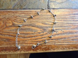 Vintage Sterling Silver 925 Ball And Curved Bar Chain 9 " - 10 " Anklet Awesome