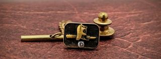 Vintage 10k Gold And Diamond Tie Tack Pin By O.  C.  Tanner