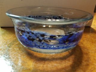 Vintage Murano Cobalt Art Glass Dish Hand Blown Signed 1978
