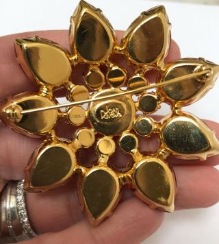 Classic Vintage JOAN RIVERS Fall Colors Crystal Flower Brooch Pin 4