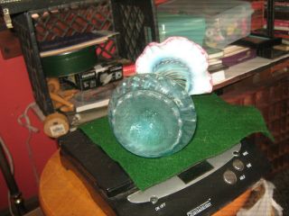 Fenton Vintage aquamarine pink Crest Jack in pulpit Glass Swirl Vase 4