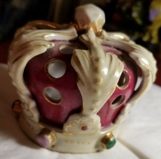 Vintage Crown Flower Frog - Appears To Be French Porcelain