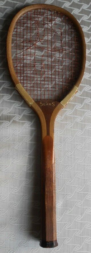 Vintage Richard Sears Model Wright & Ditson Tennis Racquet Convex Wedge