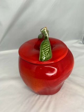 Vintage McCoy Red Apple Cookie Jar Kitchen Canister Country farmhouse 3