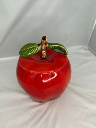 Vintage McCoy Red Apple Cookie Jar Kitchen Canister Country farmhouse 4