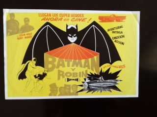 Vintage Batman & Robin Adam West Mexican Lobby Card Thin Paper Vhtf