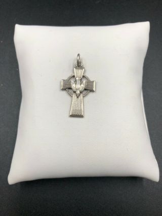 Vtg Signed 925 Sterling Silver Unique Cross Design Pendant 206