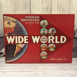 Vintage 1957 Wide World Board Game Parker Brothers Almost Complete (v7