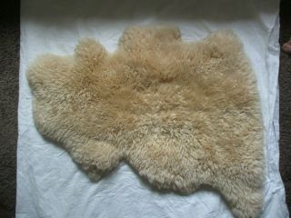 Vintage Sheepskin Pelt Rug Brazil 35x28 Soft Lamb Hide Golden Thick Evc