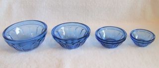 Vintage Depression Glass [ Childs Mixing Bowl Set Cobalt Blue