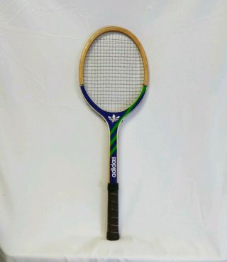 Vintage Adidas Wooden Tennis Racket Racquet Ads 030 L4 3g Adidas Classic Flower