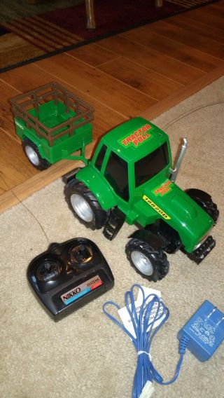 Vintage Nikko Radio Control Tractor Pull With Wagon And Remote