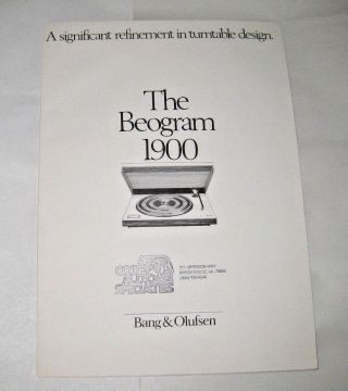The Beogram 1900 Bang & Olufsen Turntable Brochure Foldout Specifications