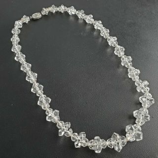 Vintage Art Deco Czech Glass Crystal Cluster Bead Necklace Stunning S134