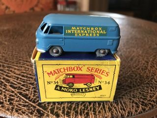Vintage Lesney Matchbox 34 Vw Volkswagen Bus Van “matchbox International Expres
