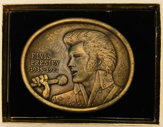 Vintage 1977 Official Elvis Presley Commemorative Memorial Belt Buckle.