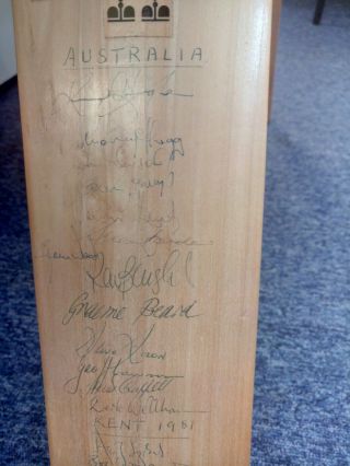 Vintage Signed Autographed Full Size Cricket Bat - Kent v Australia 1981 2