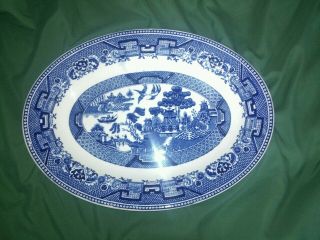 Vintage Homer Laughlin,  Blue Willow Oval Serving Plate 10 1/4 " X 7 7/8 "