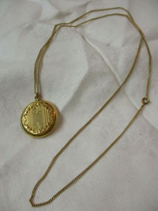 Vintage 1941 Ct 1/20 10k Gold Locket Monogram Marie With A&z 1/20 12k Gold Chain
