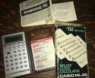 Vintage Casio Ml - 90 Melody Clock Calculator And Papers
