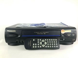 Panasonic Pv - V4022 4 Head Black Video Cassette Player Vcr Vhs Recorder & Remote