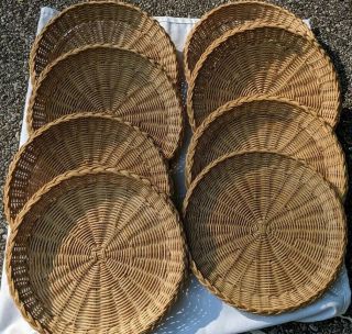 8 Vtg Wicker Rattan Bamboo Paper Plate Holders For 9 
