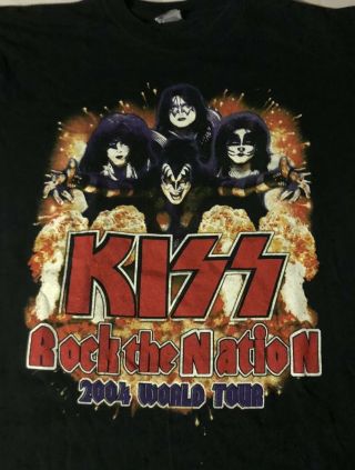 Vintage Rock Band Kiss Rock The Nation Concert Shirt 2004 World Tour Large