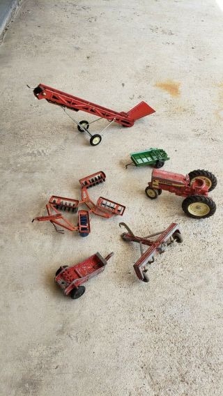 Vintage Toy Tractor And Implements