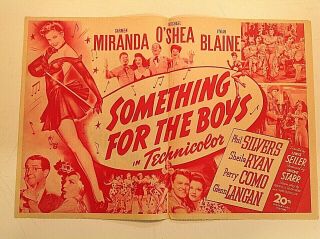 Vintage 1944 Movie Herald Something For The Boys Carmen Miranda Perry Como Varga