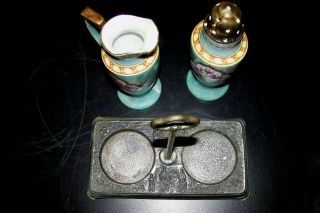 Vintage Noritake Lusterware Set Creamer & Sugar Shaker w/ Tray Stand 5