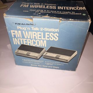 Vintage Realistic Plug N Talk 2 Station Fm Wireless Intercom 43 - 212a