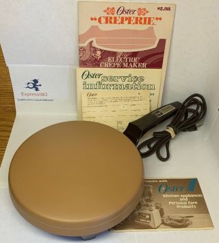 (fa) Vintage Oster Electric Creperie Crepe Maker Non Stick Surface Model 742 - 03a
