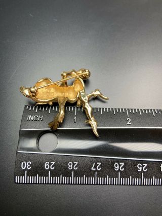 Vintage Brooch Pin Leprechaun Figural Gold Tone Faux Pearl Rhinestones 2