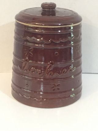 Vintage Marcrest Daisy Dot Brown Glazed Stoneware Cookie Jar With Lid - No Issues
