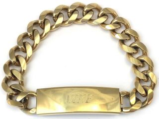 Vintag Mens Id Bracelet Chunky Chain Mike Etched Name Designer Speidel