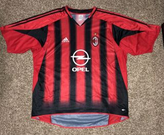 Vintage Adidas Jersey Opel Ac Milan Red Black Soccer Mens Size: M