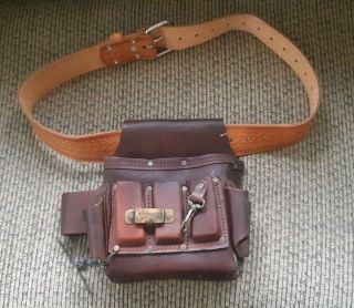 General Electric Vintage Riveted Leather Tool Pouch Ge Repairman Tiger Work Belt