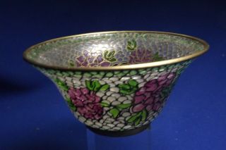 Vintage Japanese Cloisonne Plique A Jour Flower 4” Footed Bowl