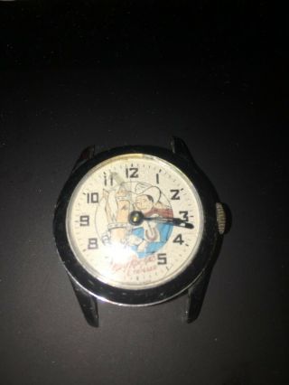 Vintage Roy Rogers & Trigger Wind Up Cowboy Character Round Case Watch