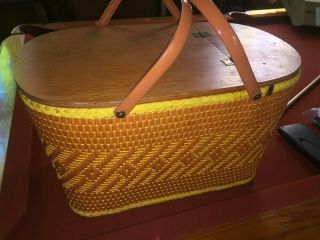 Vintage Redmon Peru Indiana Picnic Basket Inside Tray Mcm All Accessories