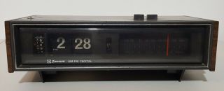 Emerson R5000a Vtg 70s Wood Grain Flip Number Alarm Clock Radio Groundhog Day