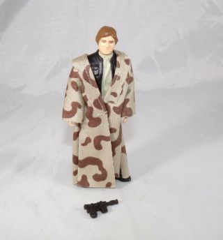 Vintage Star Wars 1983 Han Solo Trench Coat Figure Complete C - 9,  Black Blaster