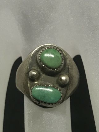 Vintage Sterling Silver Navajo Turquoise Old Pawn Ring Size 6 Fred Harvey Era