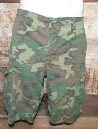 Vintage 1969 Us Army Vietnam War Camouflage Ertl Trousers Shorts Made In Usa