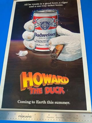 Vintage 1986 Budweiser Beer Howard The Duck Movie Poster