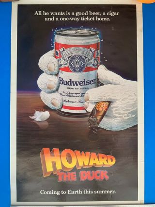 Vintage 1986 Budweiser Beer HOWARD THE DUCK Movie Poster 2