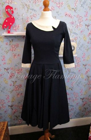 Pretty Dress Company 50s Vintage Couture Style Mistress Pinup Swing Dress Uk12