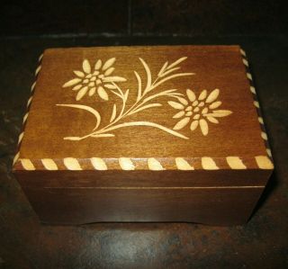 Vintage Wooden Mapsa Music Box Reuge Swiss Movement Plays Edelweiss