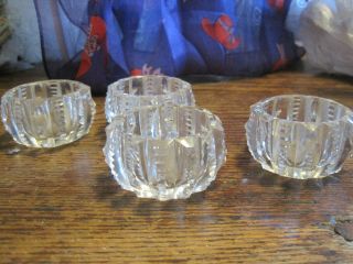 Vintage Clear Pressed Glass Open Salt Cellar Zipper Pattern Set Of 4
