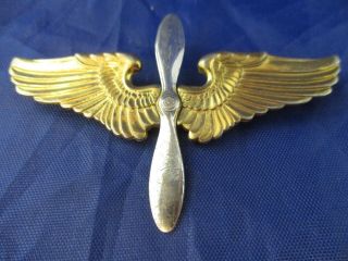 Vintage Sterling Silver And Gold Filled Truart Wing And Propeller Pilot Pin